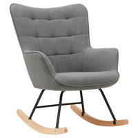 byLIVING Schaukelstuhl RICHIE grau schwarz natur Webstoff Metall Buche B/H/T: ca. 72x92x92 cm RICHIE - natur/schwarz (72,00/92,00/92,00cm) - byLIVING