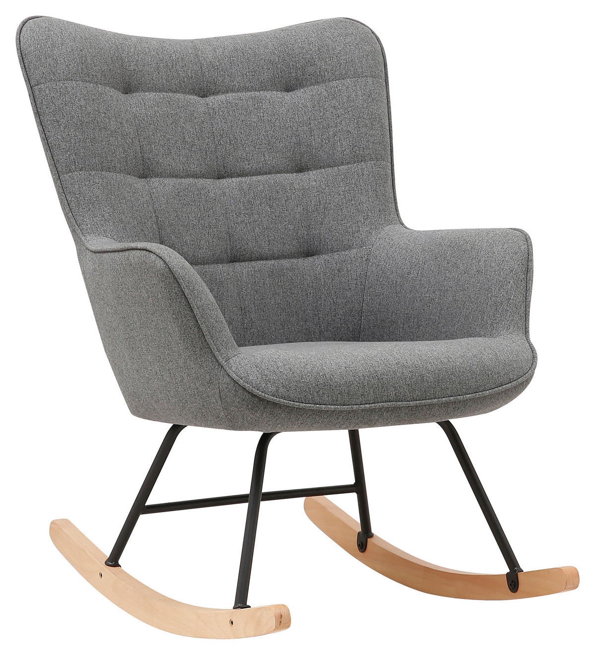 byLIVING Schaukelstuhl RICHIE grau schwarz natur Webstoff Metall Buche B/H/T: ca. 72x92x92 cm RICHIE - natur/schwarz (72,00/92,00/92,00cm) - byLIVING