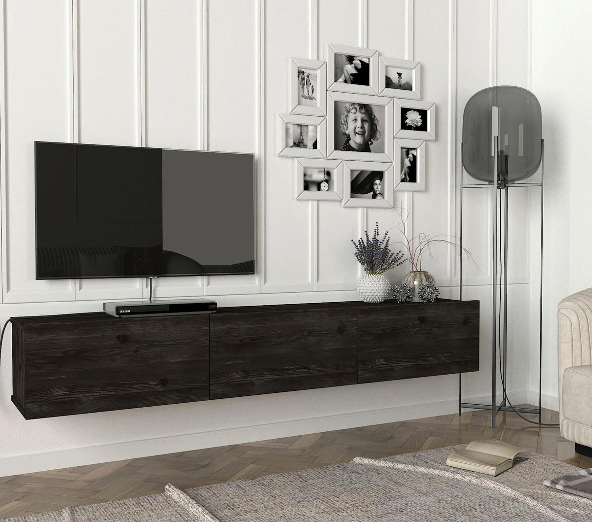 TV-Lowboard Damla Rebab braun dunkelgrau B/H/T: ca. 180x29,5x29,5 cm Damla - dunkelgrau/Rebab braun (180,00/29,50/29,50cm) - moebel17