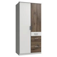 Kleiderschrank Joker weiß Eiche Flagstaff Nachbildung B/H/T: ca. 90x199x58 cm Joker - Eiche/weiß (90,00/199,00/58,00cm)