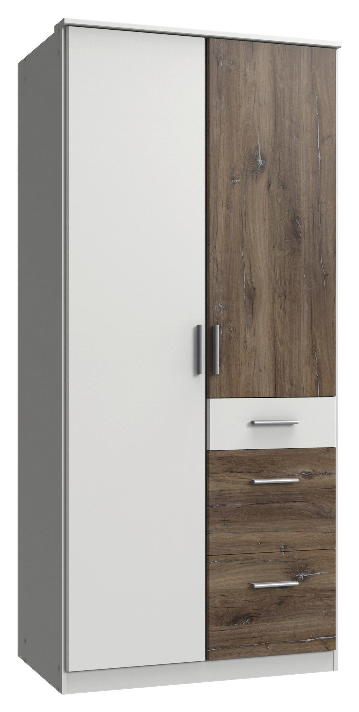 Kleiderschrank Joker weiß Eiche Flagstaff Nachbildung B/H/T: ca. 90x199x58 cm Joker - Eiche/weiß (90,00/199,00/58,00cm)