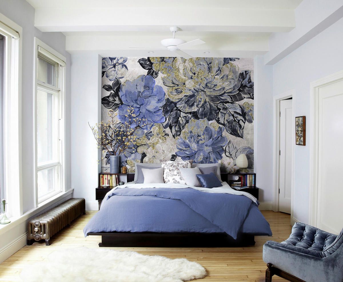 Komar Fototapete Vintage blue Garden B/L: ca. 300x250 cm Vintage blue Garden - (300,00/250,00cm) - Komar