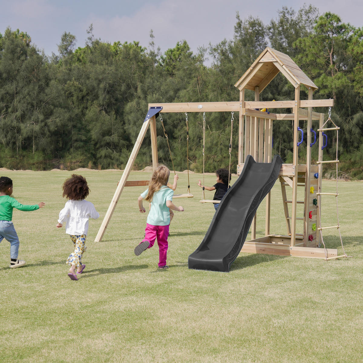 AXI Spielturm Moos braun B/H/L: ca. 342x267x375 cm Moos - braun/grau (375,00/342,00/267,00cm) - AXI