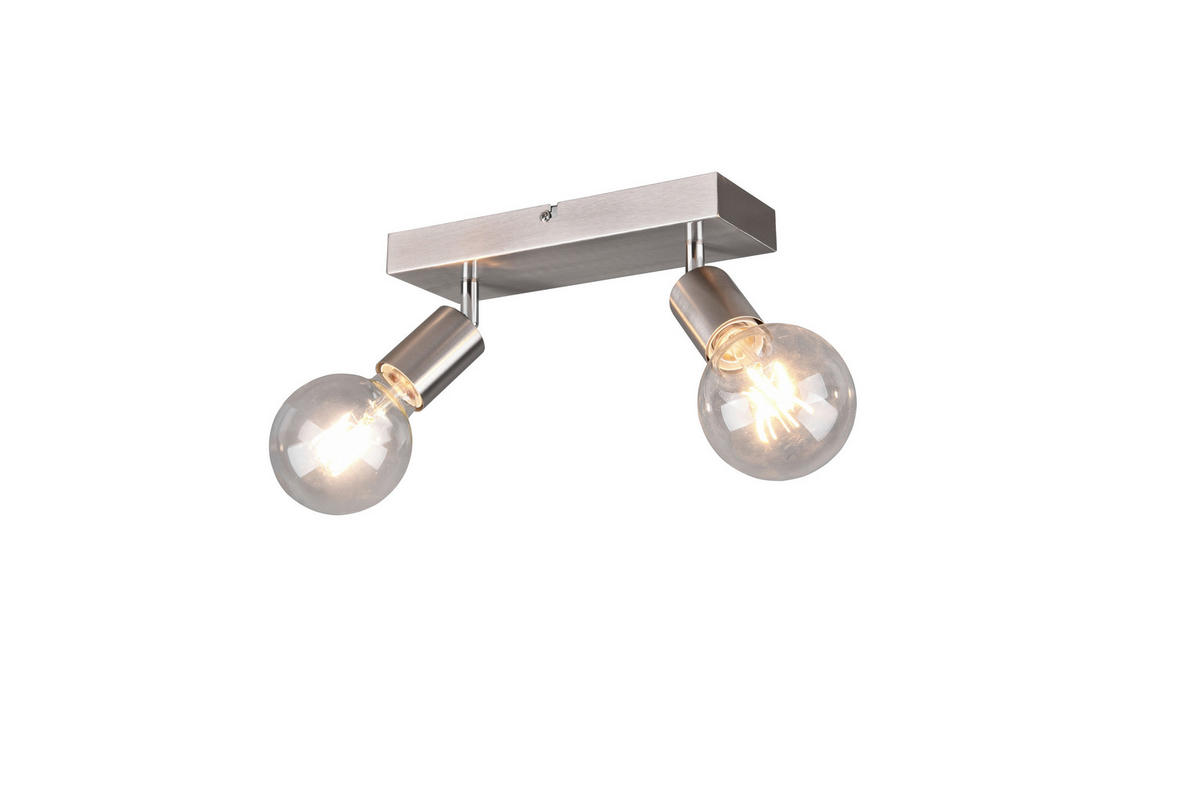 Reality Spotbalken R80182007 Vannes nickel matt Metall B/H/T: ca. 26x12x9 cm E27 2 Brennstellen Vannes - nickel matt (26,00/12,00/9,00cm) - Reality