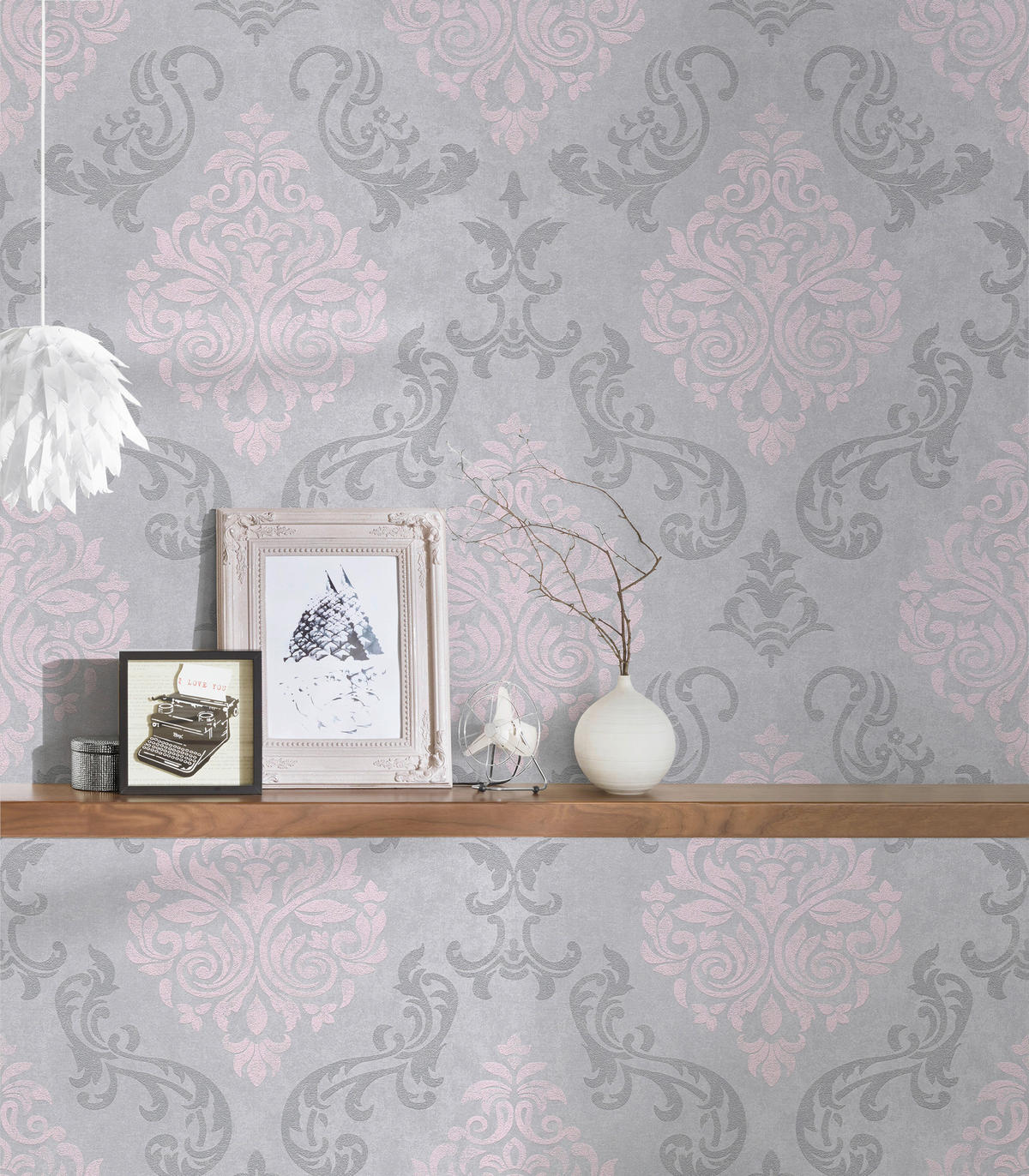 Vliestapete Ornament grau rosa B/L: ca. 53x1005 cm Vliestapete_95372-6 - rosa/grau (53,00/1005,00cm)