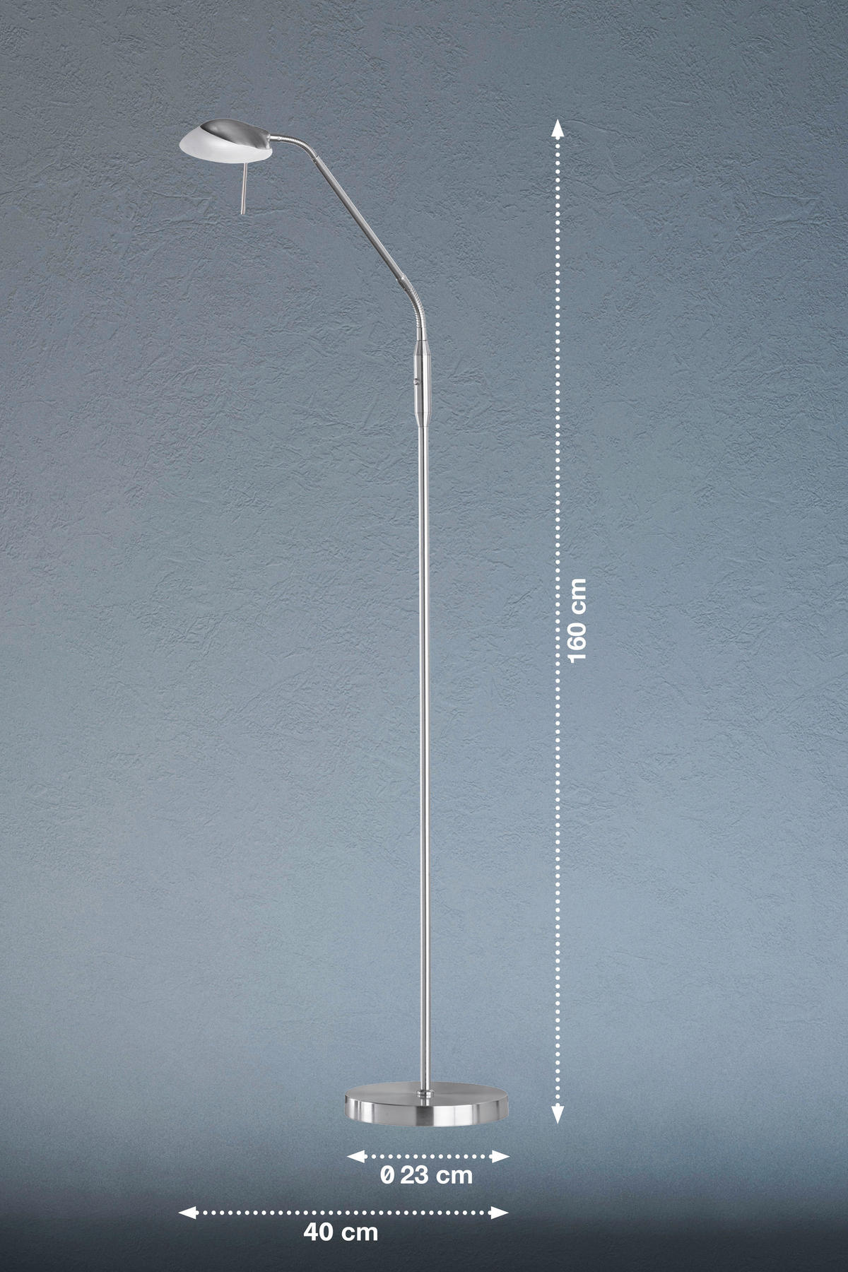 Fischer & Honsel LED-Stehleuchte 40073 weiß nickel matt Metall Glas H/D: ca. 160x23 cm 1 Brennstellen Pool TW - weiß/nickel matt (23,00/160,00cm) - Fischer & Honsel