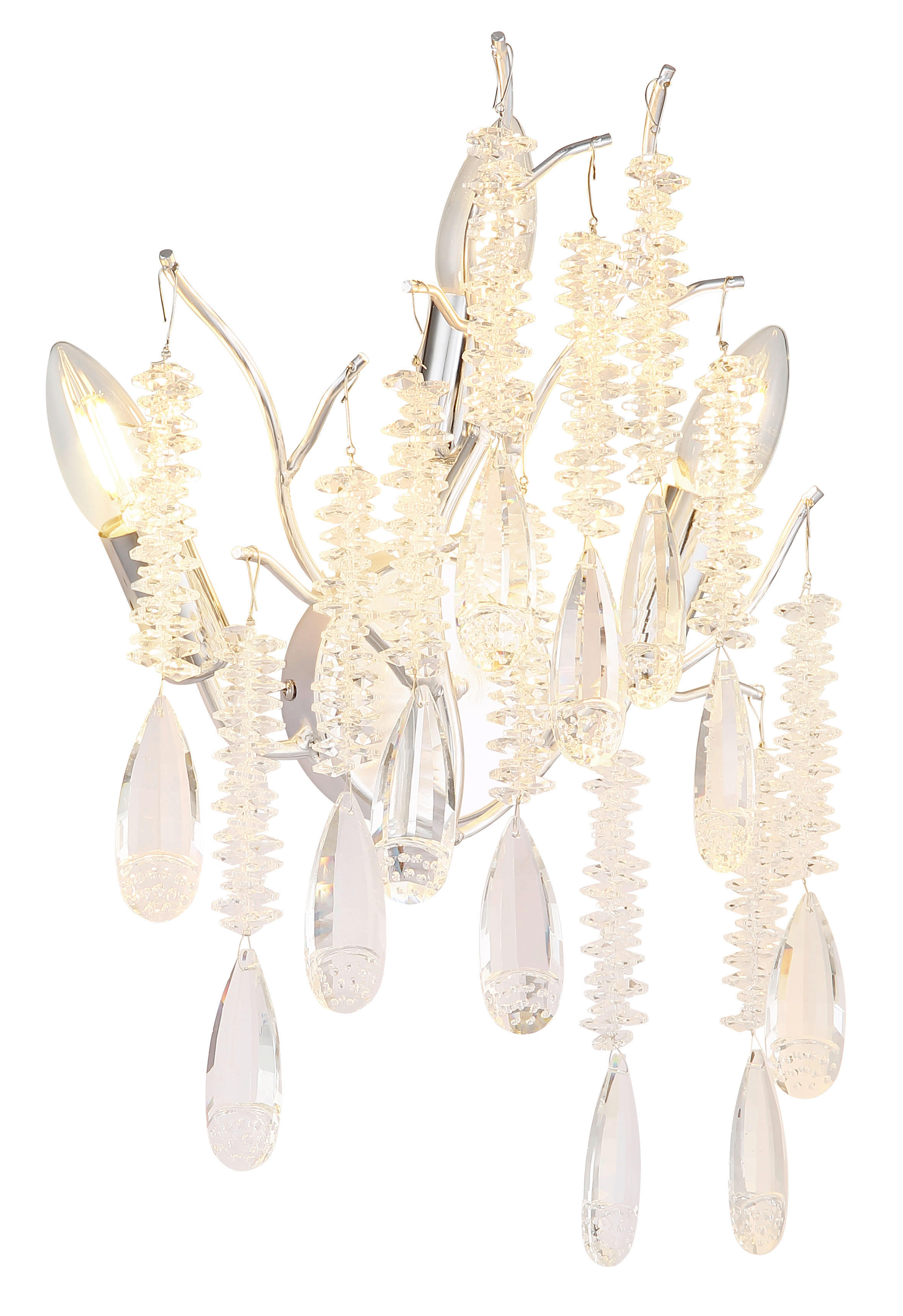 GLOBO Wandleuchte klar silber Glas Metall B/H/L: ca. 12x47x0,5 cm E14 3 Brennstellen Kinga - klar/silber (0,50/12,00/47,00cm) - GLOBO