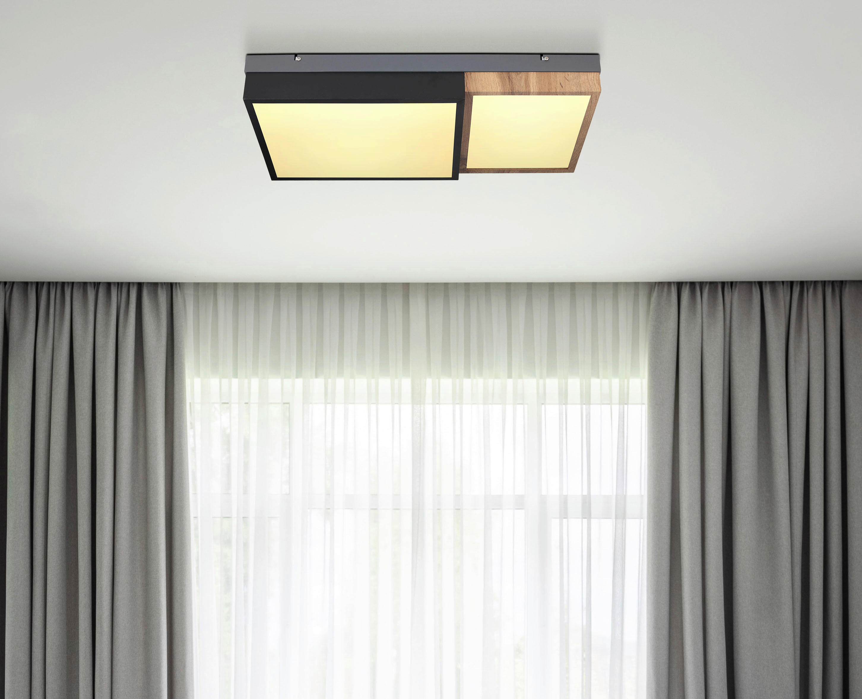 GLOBO LED-Deckenleuchte weiß schwarz Metall B/H/T: ca. 35x9x65 cm GUNDI - weiß/schwarz (35,00/9,00/65,00cm) - GLOBO