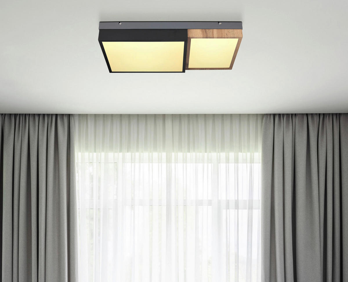 GLOBO LED-Deckenleuchte weiß schwarz Metall B/H/T: ca. 35x9x65 cm GUNDI - weiß/schwarz (35,00/9,00/65,00cm) - GLOBO