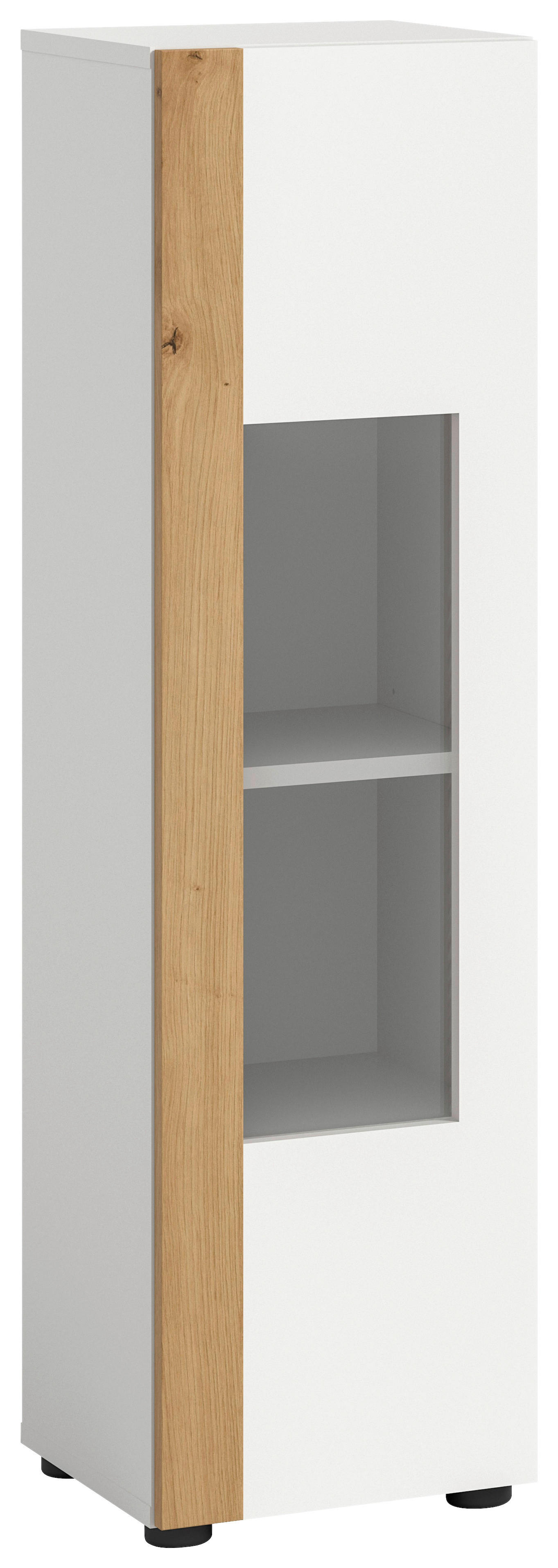 Vitrinenschrank RUDA Artisan Oak Nachbildung weiß B/H/T: ca. 30x112x33 cm RUDA - weiß (30,00/112,00/33,00cm) - xonox.home