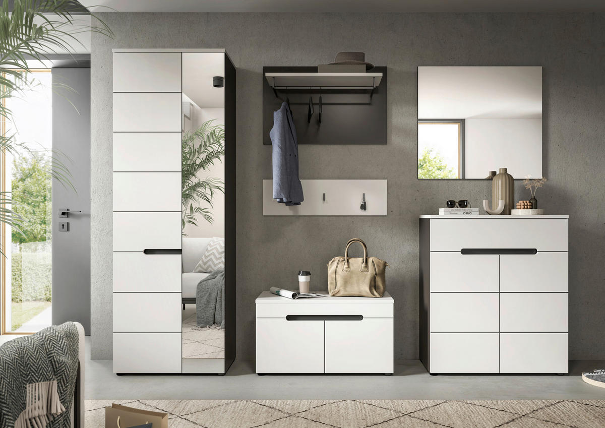 Garderobe Canu basaltgrau Nachbildung weiß B/H/T: ca. 255x190x37 cm Canu - weiß/basaltgrau (255,00/190,00/37,00cm) - xonox.home