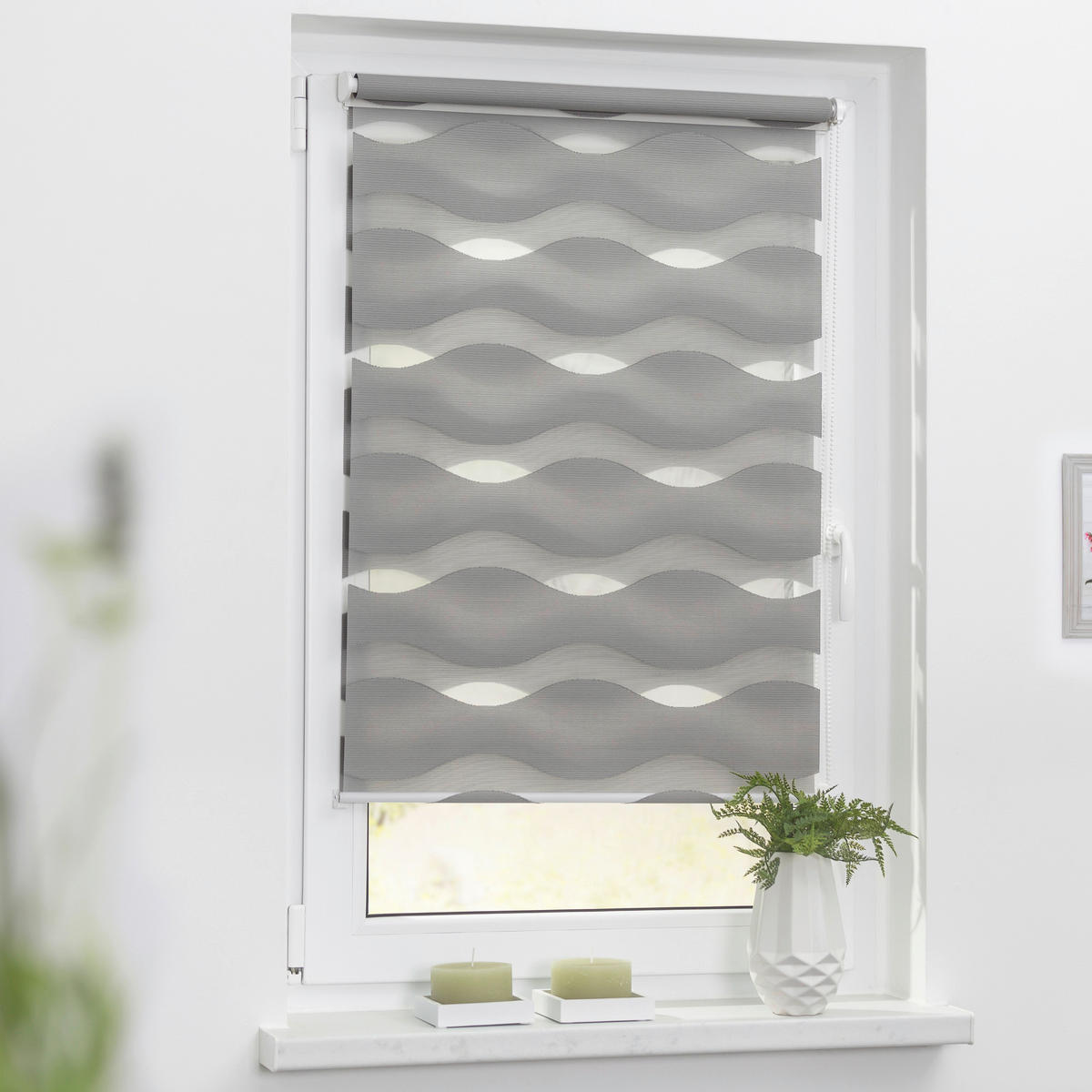 Doppelrollo Duo Welle grau B/L: ca. 110x150 cm Duo Welle - grau (110,00/150,00cm) - LICHTBLICK