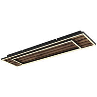 GLOBO LED-Deckenleuchte WOODY 67345D2 schwarz Kunststoff MDF Metall B/H/L: ca. 20x6x80 cm 1 Brennstellen WOODY - schwarz (80,00/20,00/6,00cm) - GLOBO