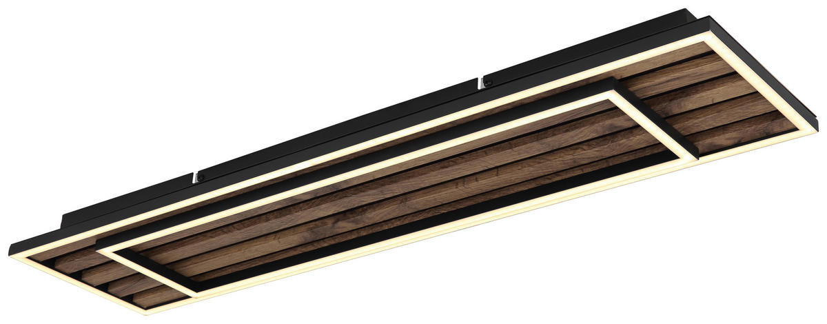 GLOBO LED-Deckenleuchte WOODY 67345D2 schwarz Kunststoff MDF Metall B/H/L: ca. 20x6x80 cm 1 Brennstellen WOODY - schwarz (80,00/20,00/6,00cm) - GLOBO