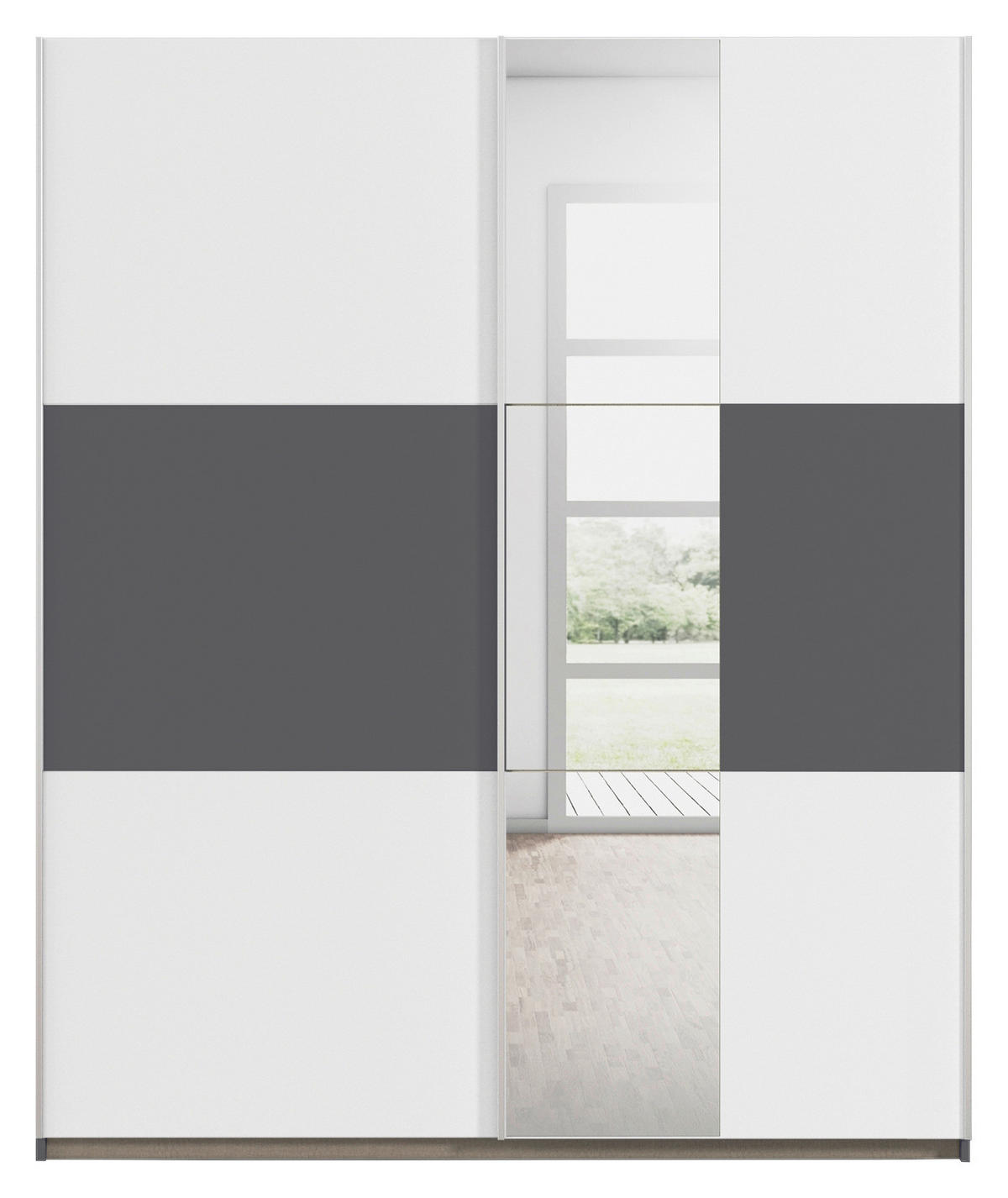Kleiderschrank Oslo Alpinweiß grau B/H/T: ca. 175x210x59 cm Oslo - Alpinweiß/grau (175,00/210,00/59,00cm)