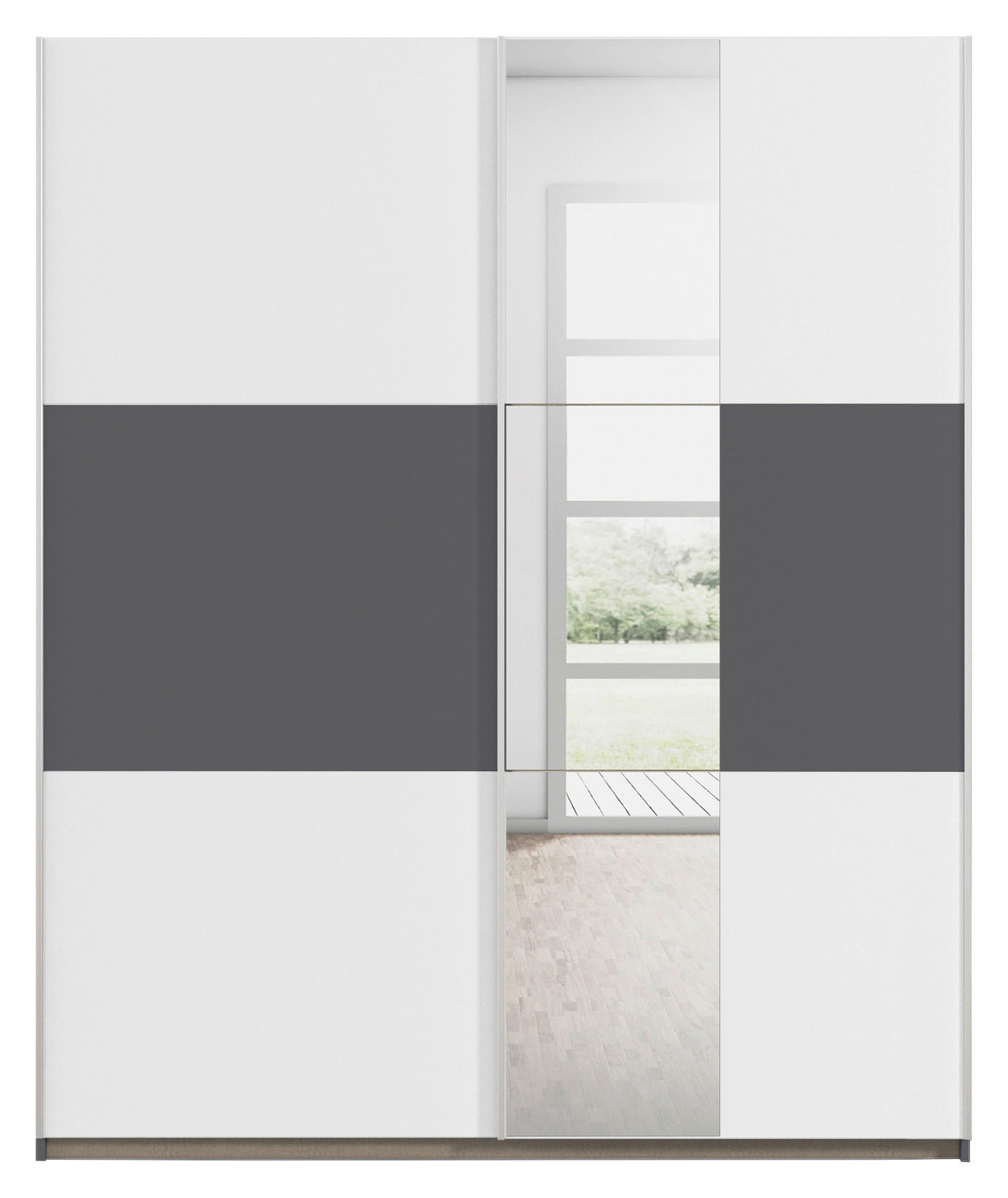 Thumbnail - Kleiderschrank Oslo Alpinweiß grau B/H/T: ca. 175x210x59 cm