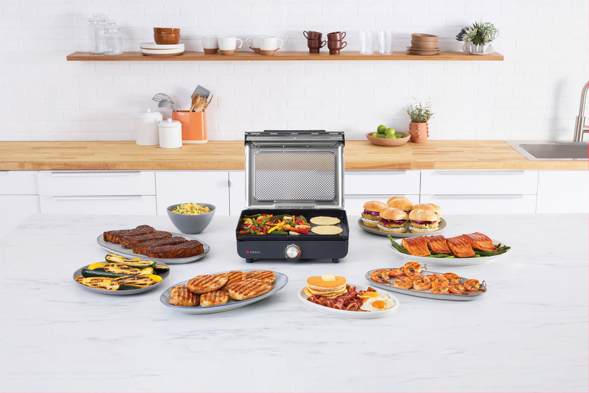 Ninja Grillplatte schwarz Edelstahl Aluminium B/H/L: ca. 7x13x37,5 cm Sizzle GR101EU - schwarz (37,50/7,00/13,00cm) - Ninja