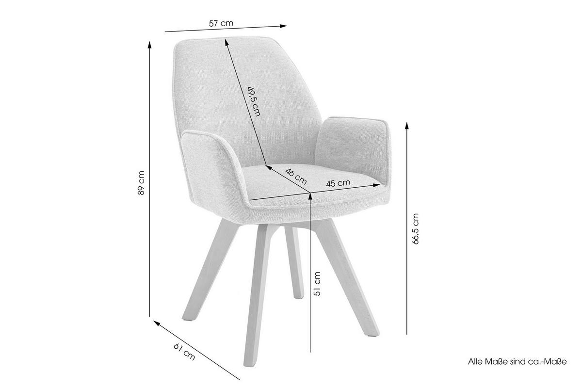 Stuhl TONY Eiche grau Holz Stoff B/H/T: ca. 57x89x61 cm TONY - Eiche/grau (57,00/89,00/61,00cm) - byLIVING