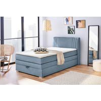 Boxspringbett  blau Liegefläche B/L: ca. 120x200 cm Amira_Boxspringbett - blau/weiß (134,00/105,00/217,00cm)