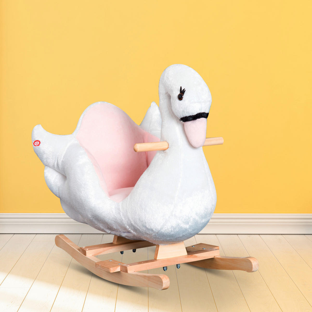 HOMCOM Kinder-Schaukelwippe Schwan B/H/L: ca. 32x55x60 cm Schwan - weiß/rosa (60,00/32,00/55,00cm) - HOMCOM