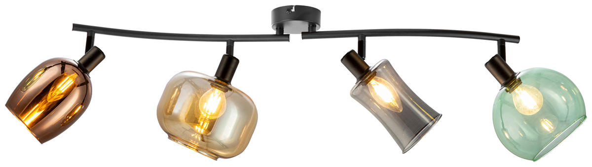 Nowa Spotbalken 60170408 schwarz Metall Glas B/H/T: ca. 70x23x160 cm E14 4 Brennstellen TELESTO - schwarz (70,00/23,00/160,00cm) - Nowa