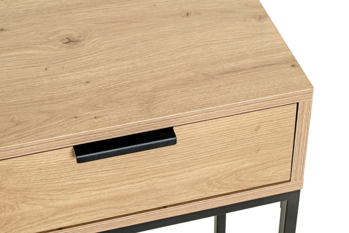 Beistelltisch  Eiche hell Nachbildung schwarz B/H/T: ca. 40x60x28 cm Malmö_Beistelltisch 52483 - Eiche/schwarz (40,00/60,00/28,00cm)