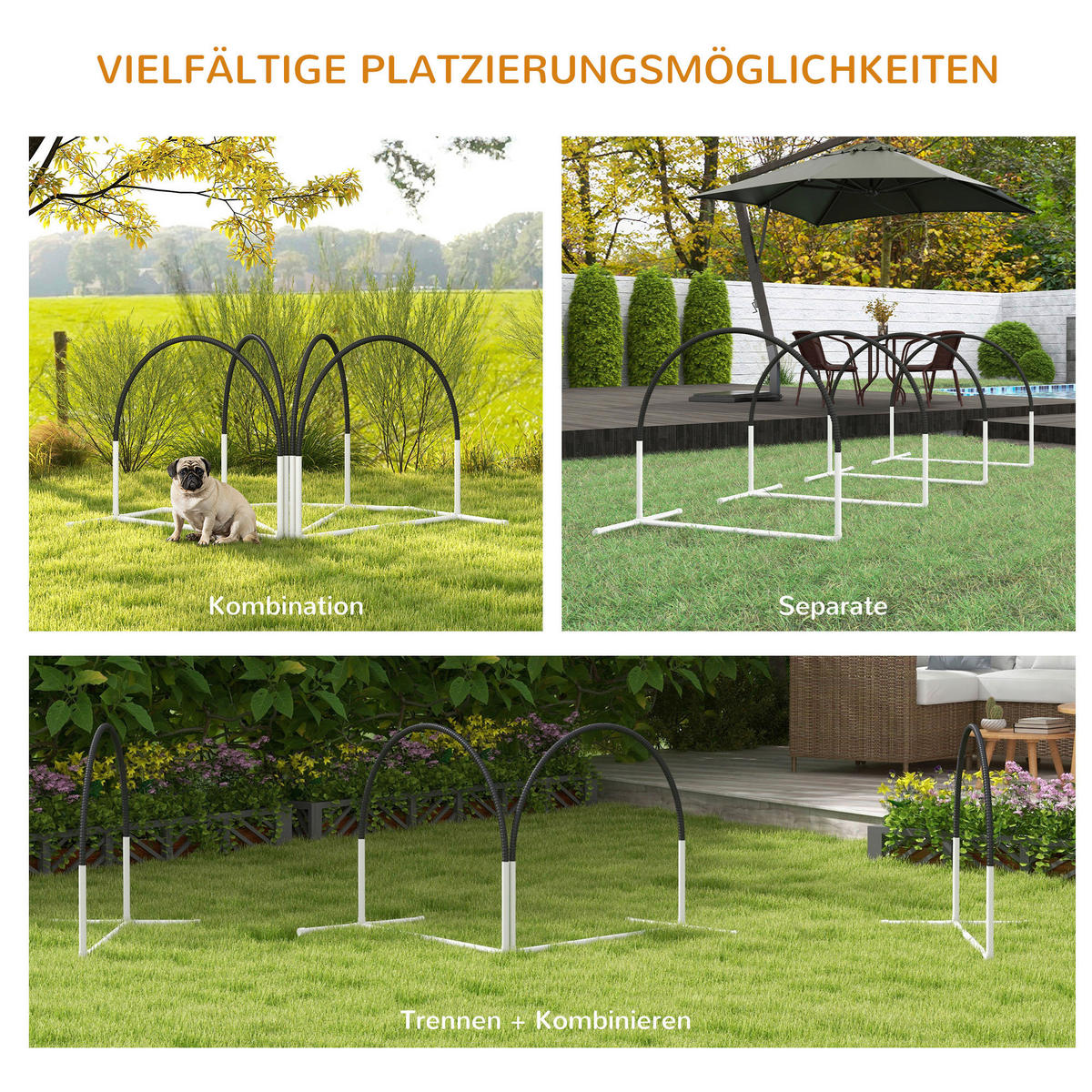 PawHut Hunde-Agility-Set Hunde-Agility-Set - weiß/schwarz (89,00/69,00/99,00cm) - PawHut