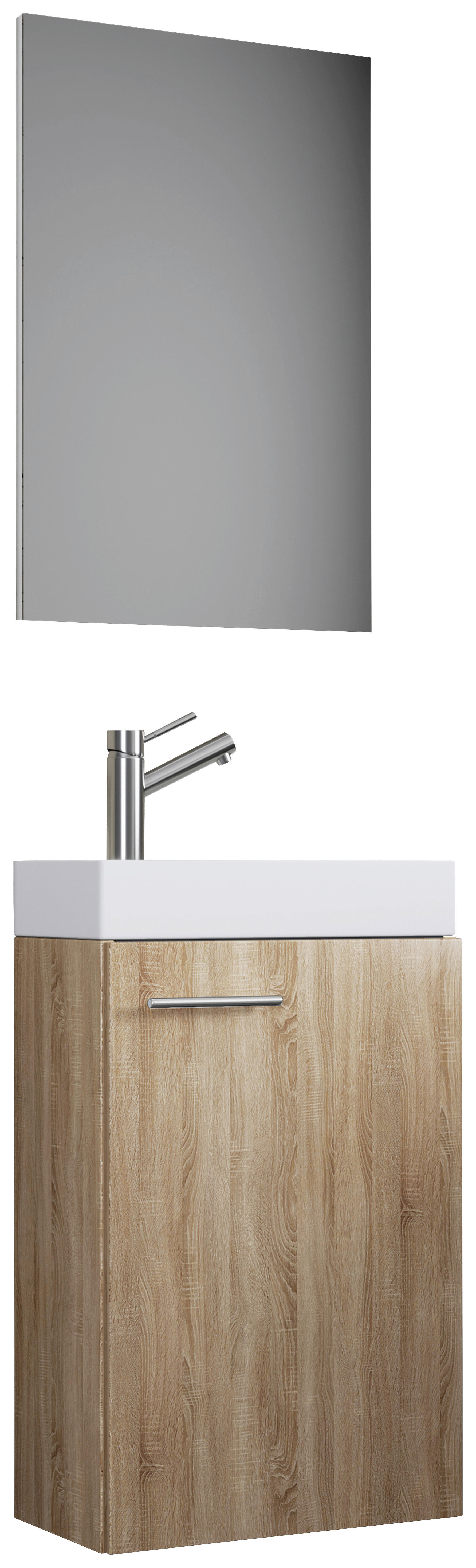 Waschplatz 3tlg-Slito Eiche Sonoma Nachbildung B/H/T: ca. 41x130x22 cm 3tlg-Slito - Eiche (41,00/130,00/22,00cm) - VCM Möbel