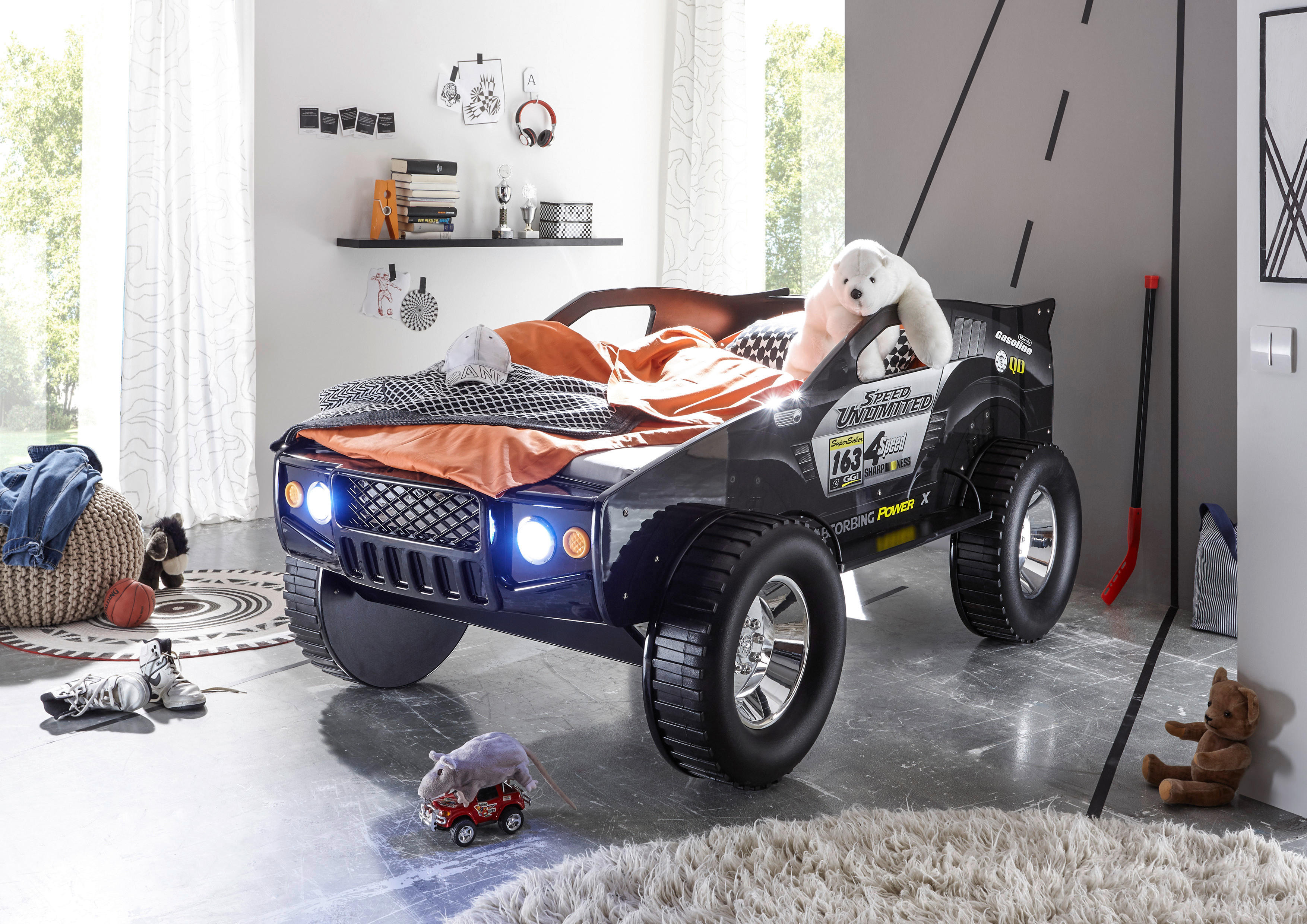Autobett Jeep schwarz