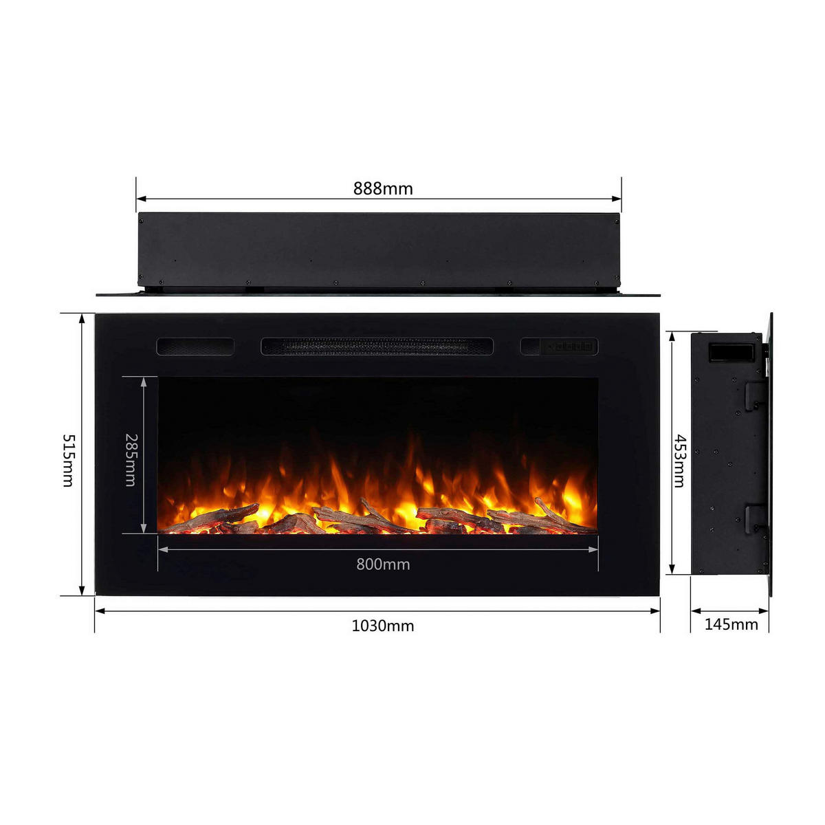 Balderia Einbaukamin Fiamma schwarz B/H/T: ca. 103x14,5x51,5 cm Elekt.-Kamin Fiamma 40" EF172D - schwarz (103,00/14,50/51,50cm) - Balderia