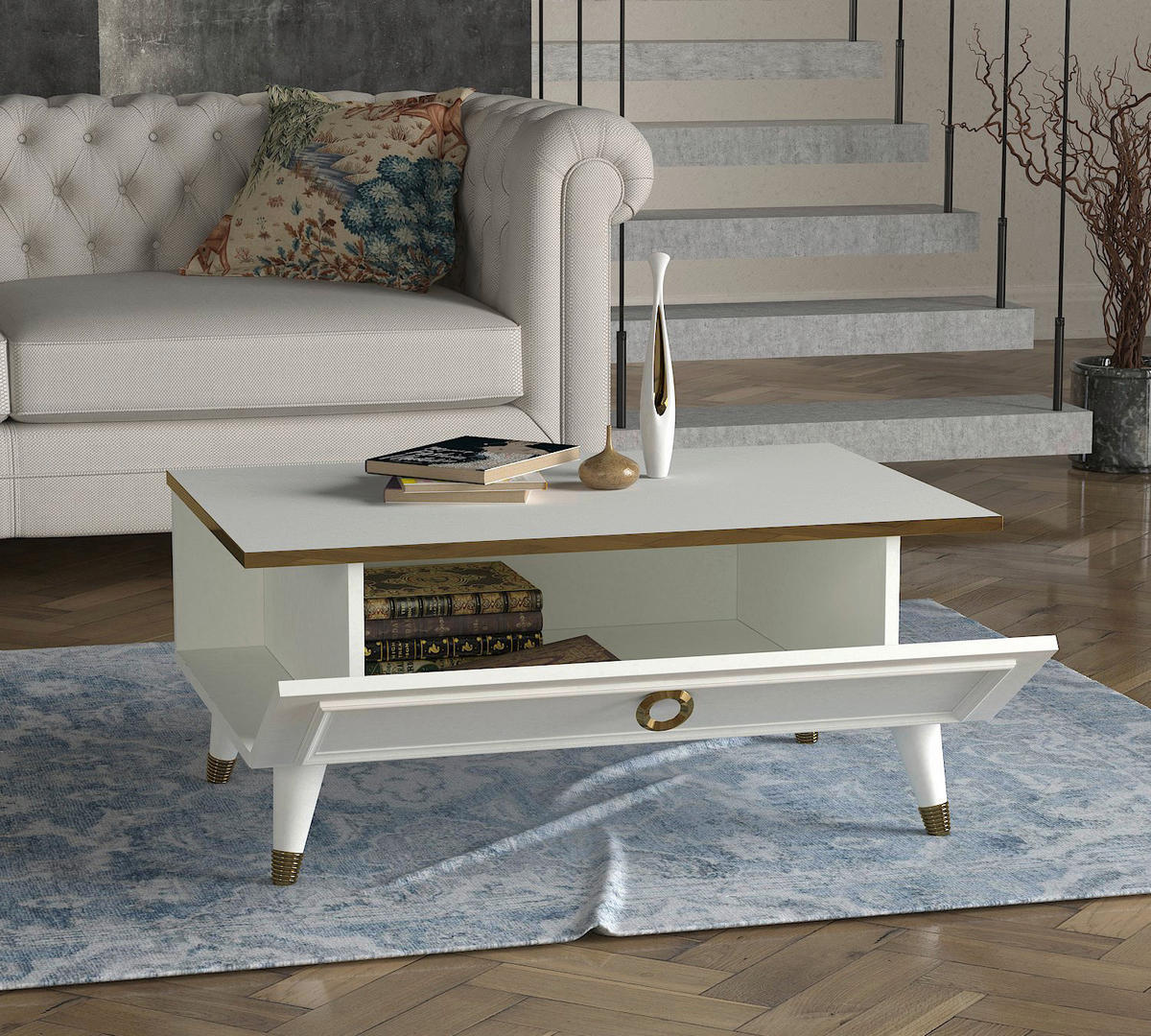 Couchtisch Cornelia weiß B/H/T: ca. 90x40x38,2 cm Cornelia - weiß (90,00/40,00/38,20cm) - moebel17