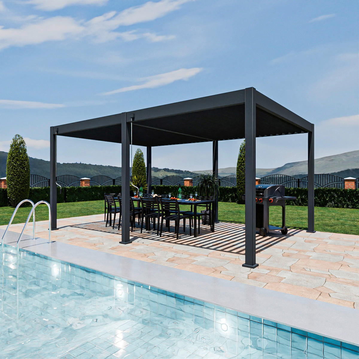 PergoLine Pergola Superior anthrazit Aluminium B/H/L: ca. 530x255x360 cm Superior - anthrazit (360,00/530,00/255,00cm) - PergoLine