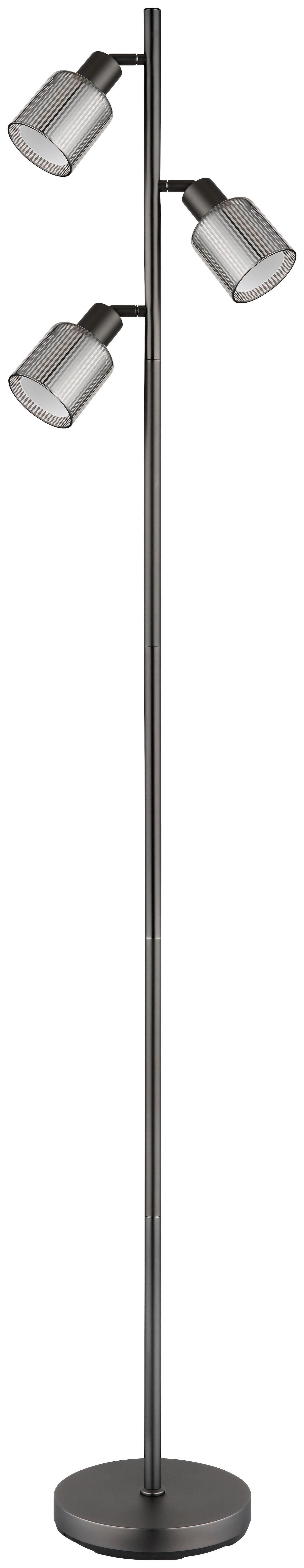 GLOBO Stehleuchte Chrom schwarz Glas Metall B/H/L: ca. 14,5x30,5x30,5 cm 3 Brennstellen Stehleuchte-Villegas - schwarz/Chrom (30,50/14,50/30,50cm) - GLOBO
