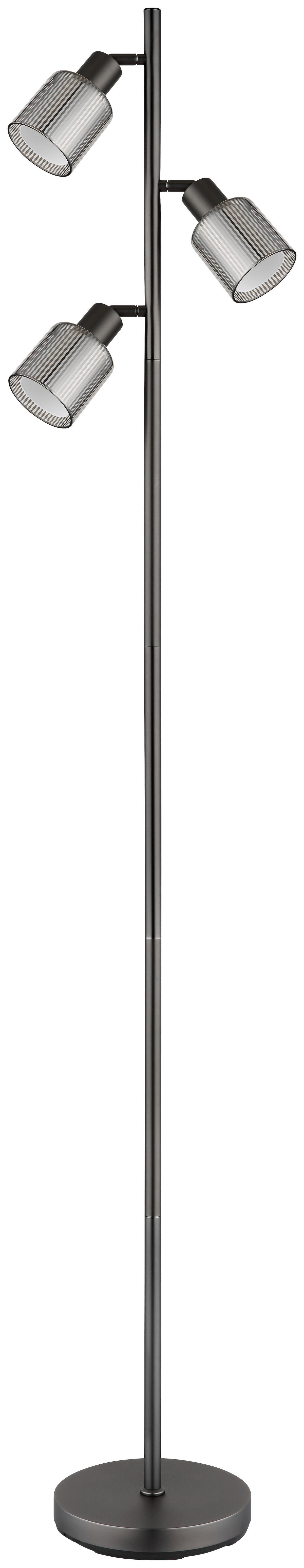 GLOBO Stehleuchte Chrom schwarz Glas Metall B/H/L: ca. 14,5x30,5x30,5 cm 3 Brennstellen Stehleuchte-Villegas - schwarz/Chrom (30,50/14,50/30,50cm) - GLOBO
