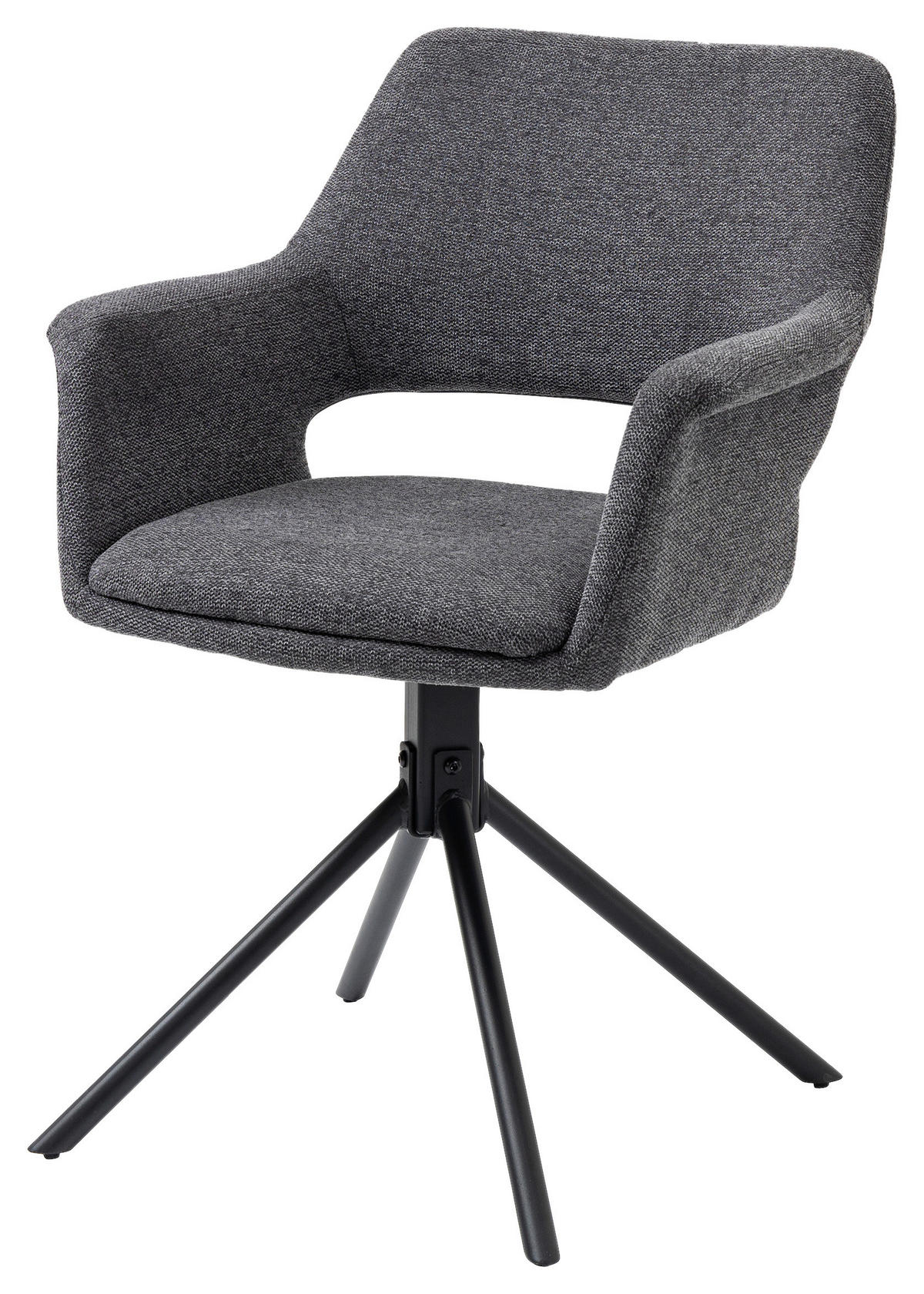 Stuhl ELEONORE 2er-Set grau schwarz Webstoff Metall B/H/T: ca. 57x84x61 cm ELEONORE 2er-Set - schwarz/grau (57,00/84,00/61,00cm) - byLIVING