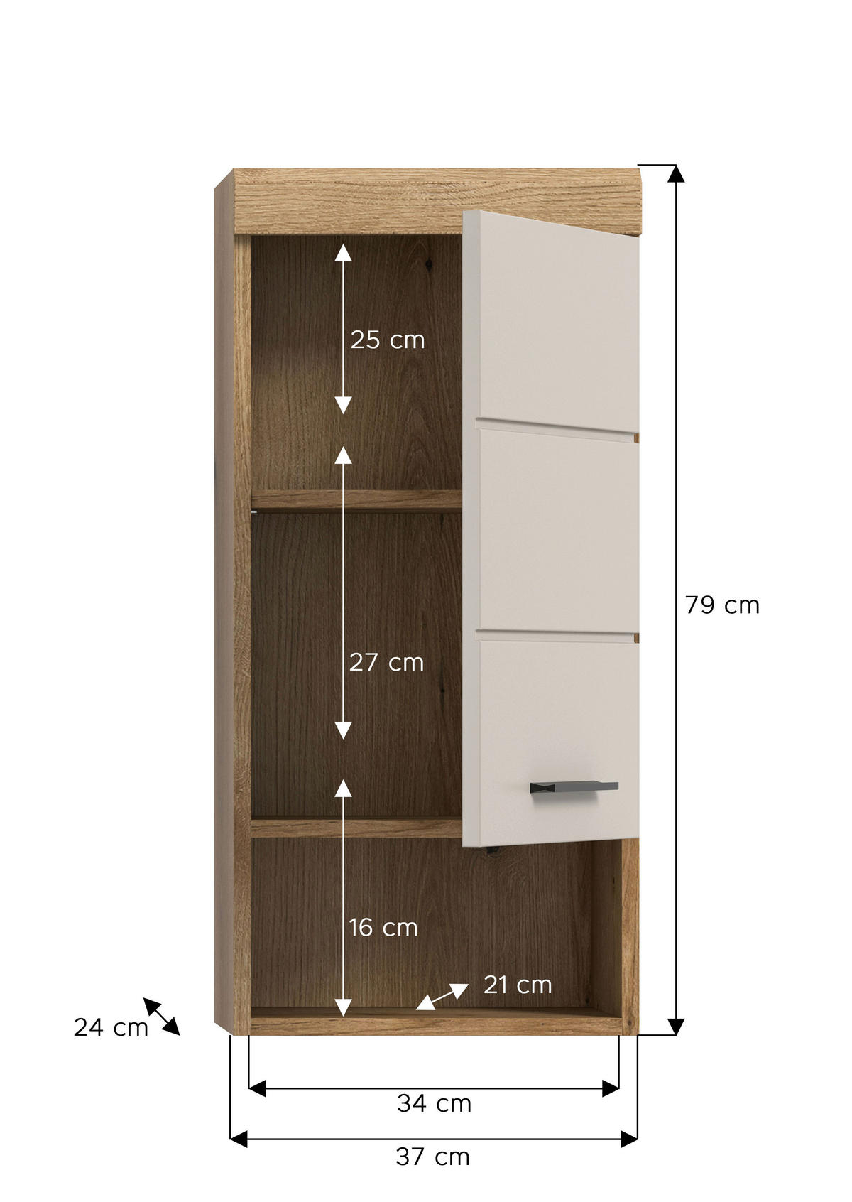 Badhängeschrank Scout Evoke Oak Nachbildung Kaschmirgrau Nachbildung B/H/T: ca. 37x79x24 cm Scout - Kaschmirgrau (37,00/79,00/24,00cm) - xonox.home
