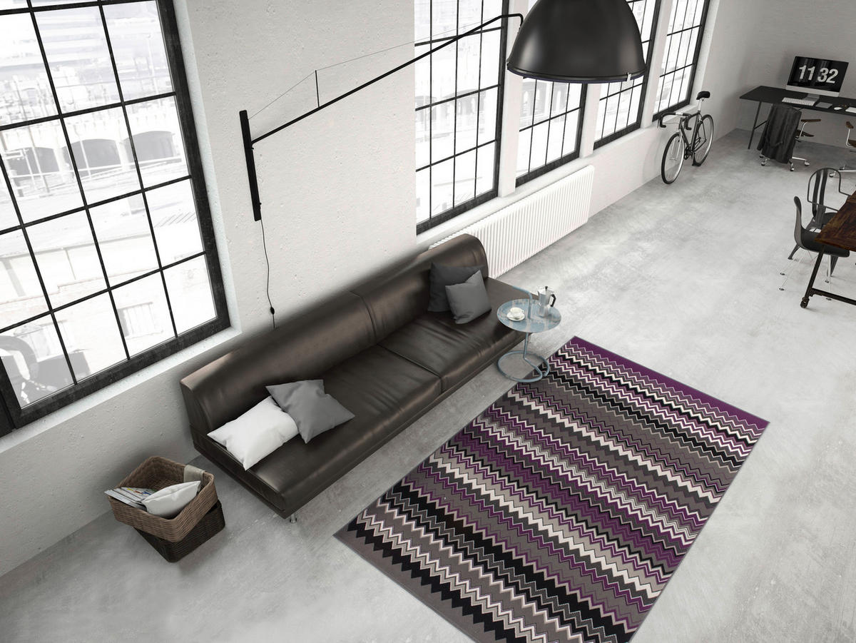Kayoom Kurzflorteppich Now! 725 violett B/L: ca. 160x230 cm Now! 725 - mehrfarbig/violett (160,00/230,00cm) - Kayoom