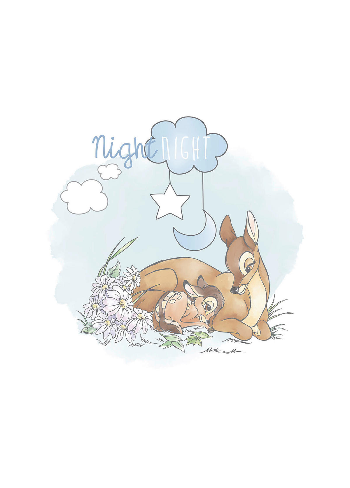Komar Poster Bambi Good Night Disney B/L: ca. 50x70 cm Bambi Good Night - (50,00/70,00cm) - Komar