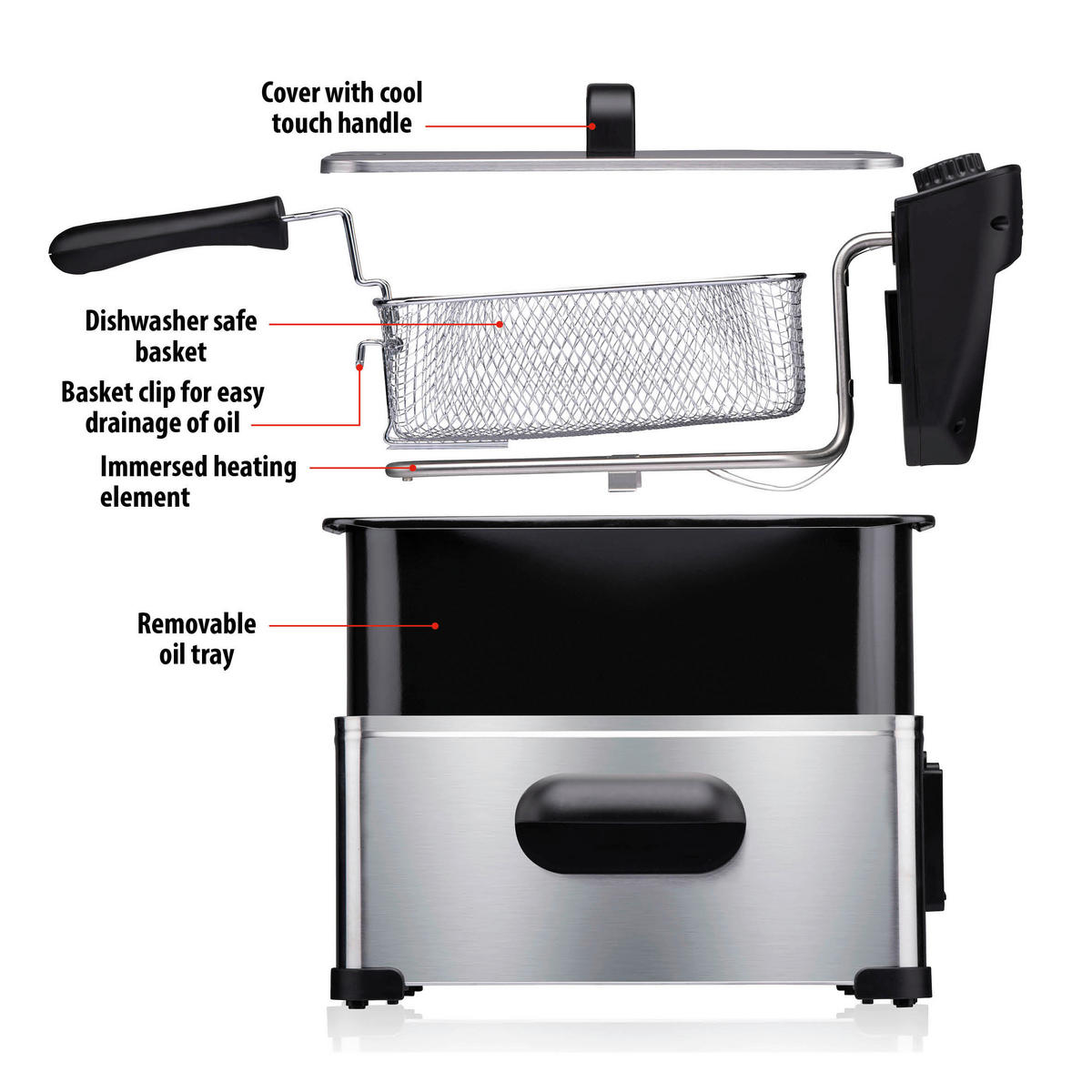 Alpina Fritteuse silber Edelstahl ca. 3 l Fritteuse - silber (3,00l) - Alpina