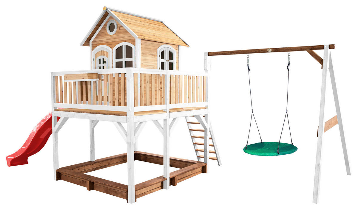 AXI Spielhaus Liam braun B/H/L: ca. 541x291x277 cm Liam - braun/weiß (277,00/541,00/291,00cm) - AXI