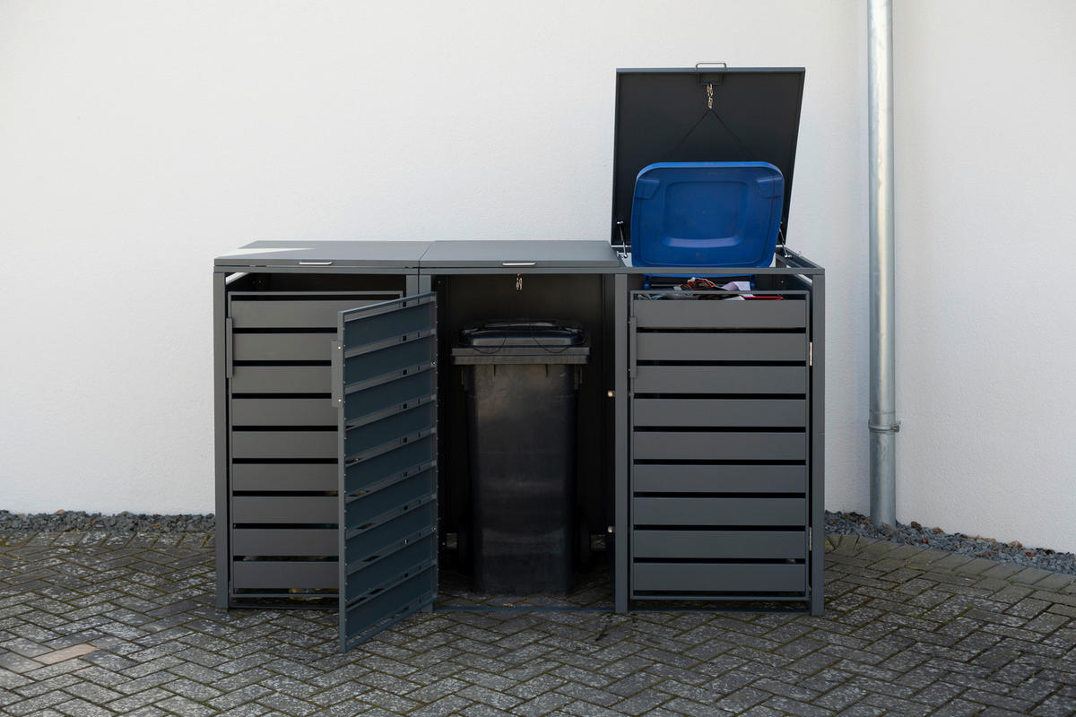 Westmann Mülltonnenbox3-fach Kubus 3-fach Kubus - anthrazit (200,00/116,00/80,00cm) - Westmann