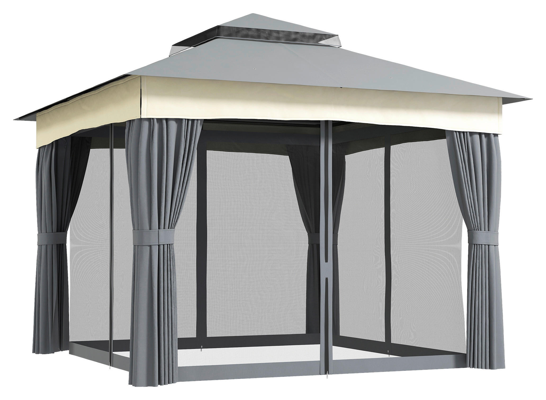 Outsunny Pavillon dunkelgrau Polyester B/H/L: ca. 306x269x306 cm Pavillon - dunkelgrau (306,00/306,00/269,00cm) - Outsunny