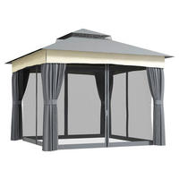 Outsunny Pavillon dunkelgrau Polyester B/H/L: ca. 306x269x306 cm Pavillon - dunkelgrau (306,00/306,00/269,00cm) - Outsunny