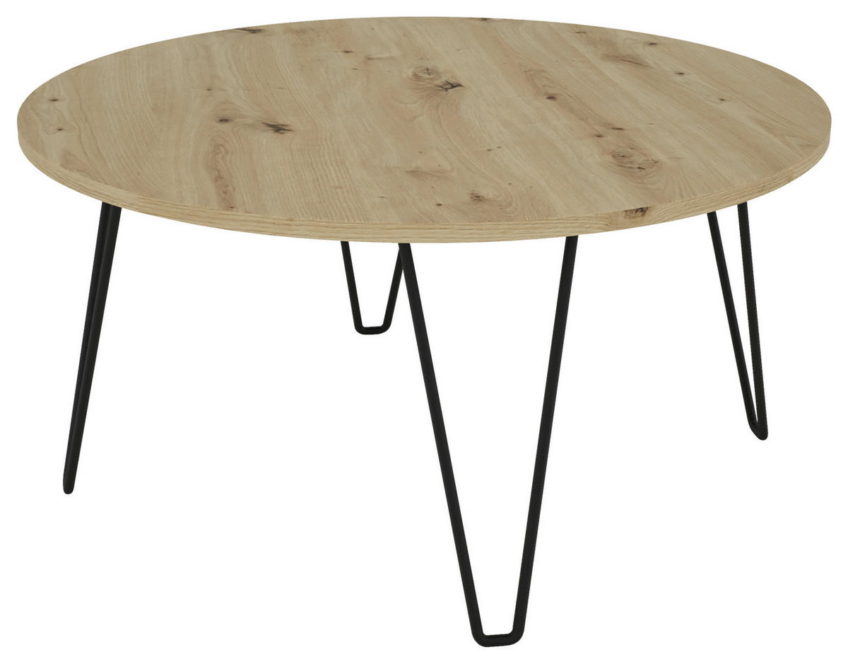Couchtisch FLAIR Eiche Nachbildung schwarz pulverbeschichtet FLAIR - Eiche/schwarz - byLIVING