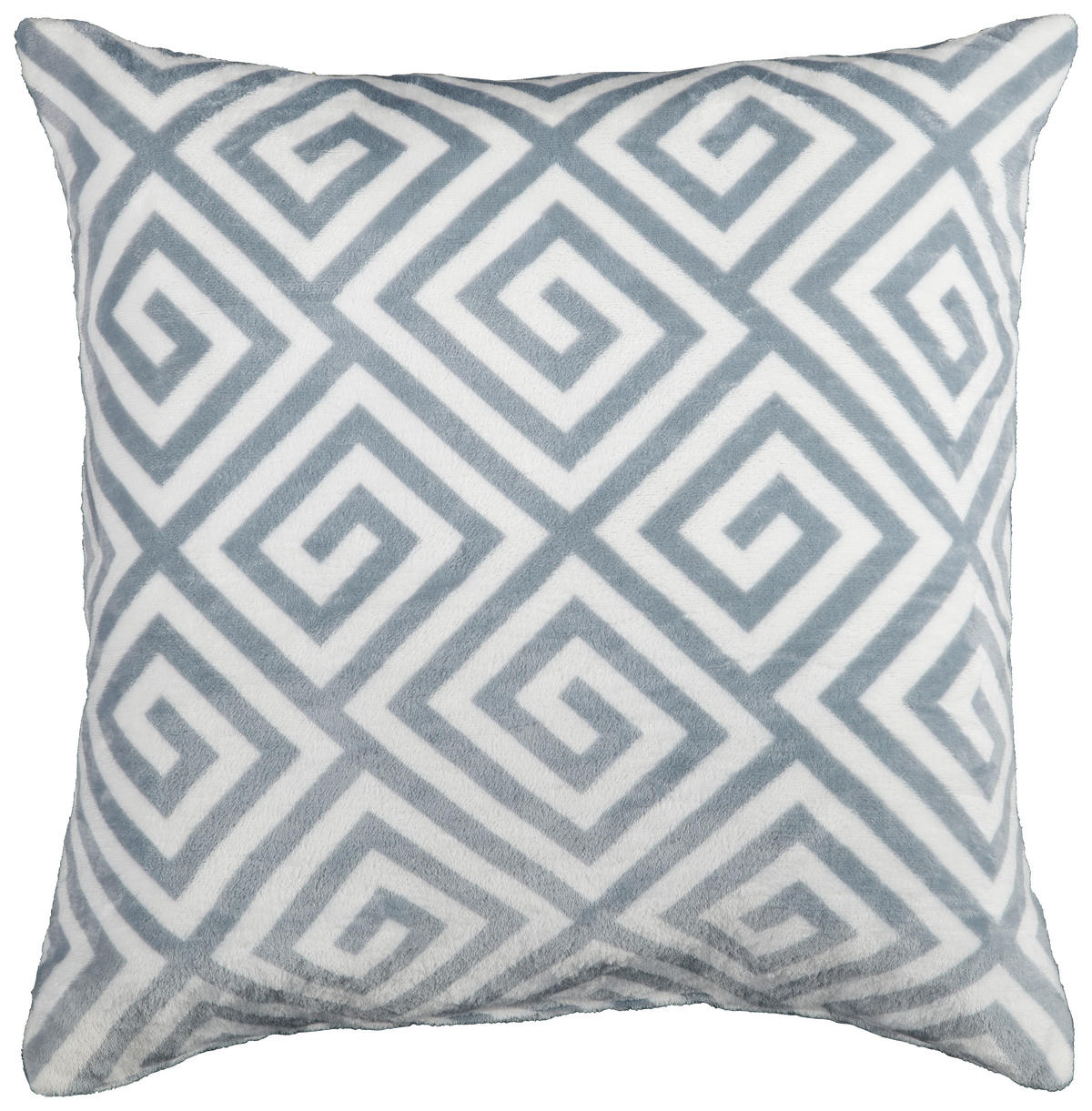 Dekokissen Flanell Flanellkissen_XL Mäander 60x60cm - weiß/grau (60,00/60,00cm)