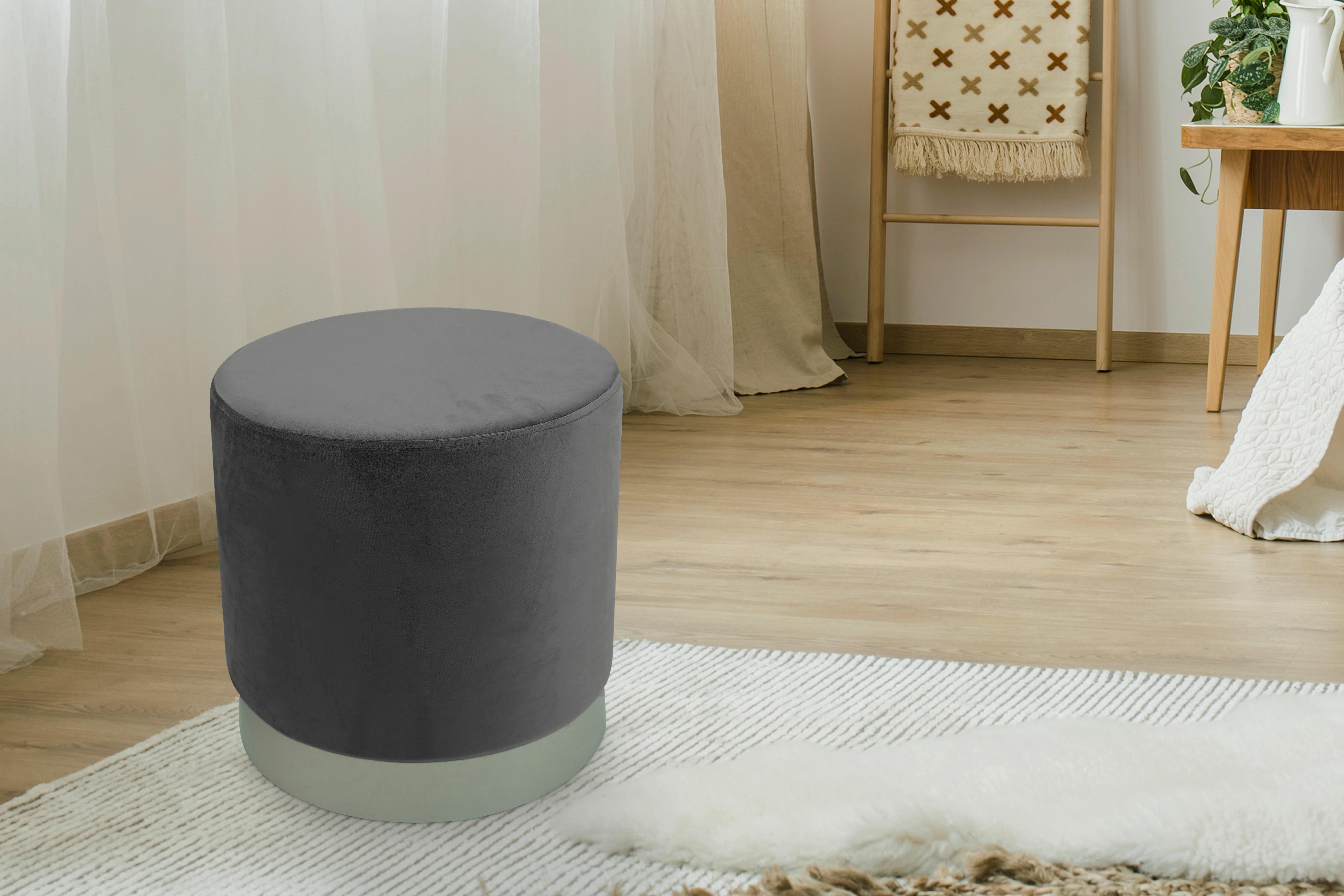 POCOline Sitzhocker grau Sitzhocker_Samt - silber/grau - POCOline