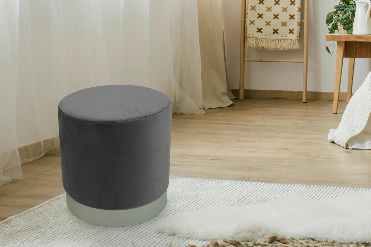 POCOline Sitzhocker grau Sitzhocker_Samt - silber/grau - POCOline