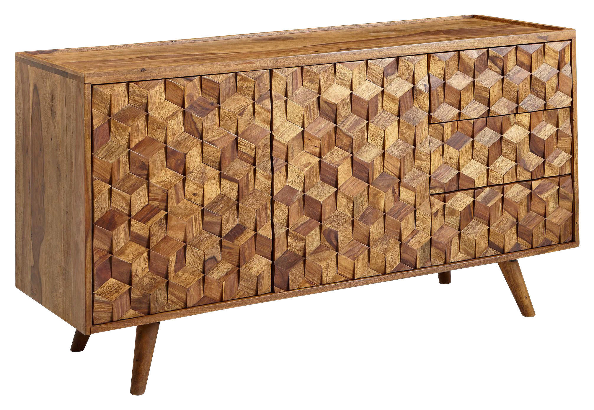 Sideboard rosenholz Nachbildung B/H/T: ca. 138x76x45 cm Sideboard - rosenholz (138,00/76,00/45,00cm) - Wohnling