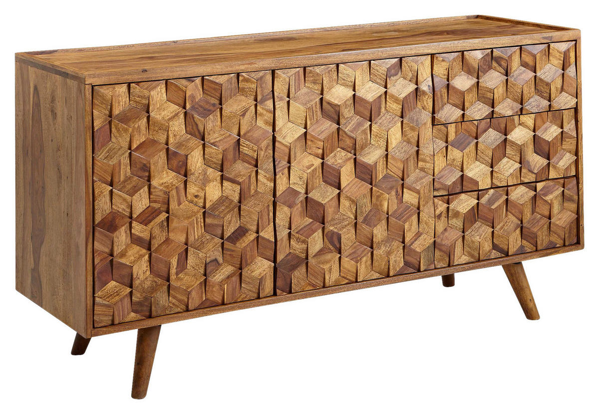 Sideboard rosenholz Nachbildung B/H/T: ca. 138x76x45 cm Sideboard - rosenholz (138,00/76,00/45,00cm) - Wohnling