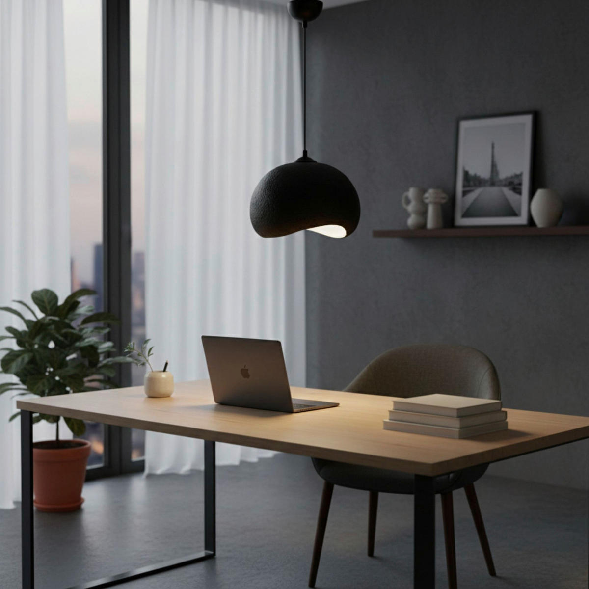 Opviq Pendelleuchte schwarz Polyester-Mischgewebe Metall B/H/L: ca. 29x120x34 cm E27 1 Brennstellen Yontu - 15850 - A - schwarz (34,00/29,00/120,00cm) - Opviq